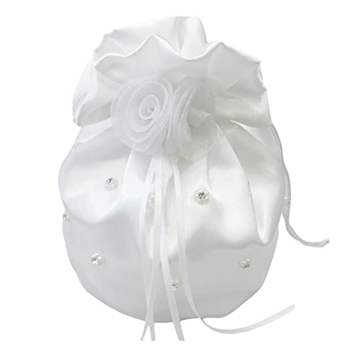 MagiDeal Satin Perle Strass Hochzeit Braut Bag Handtasche 22,5x17cm, Option4, 22,5 cm x 17 cm von MagiDeal