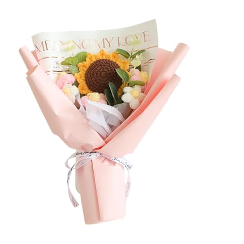 MagiDeal Sonnenblumengestrickten Blumenstrauß Häkelblumen Tochter Sohn für Hochzeit Valentinstag Geburtstag Frau, Rosa von MagiDeal