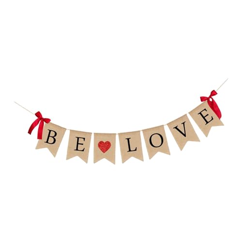 MagiDeal Valentinstag-Banner, „Be Love“-Banner, Sackleinen, rustikale hängende Foto-Requisiten, Valentinsbanner, Valentinsgirlande für Party, Hochzeit von MagiDeal