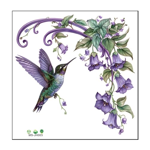 MagiDeal Vögel Blumen Wandtattoo Wandbild Schule Büro Art Decor Vinyl Peel and Sticky Home Wasserfest Toilettenzimmer Aufkleber von MagiDeal