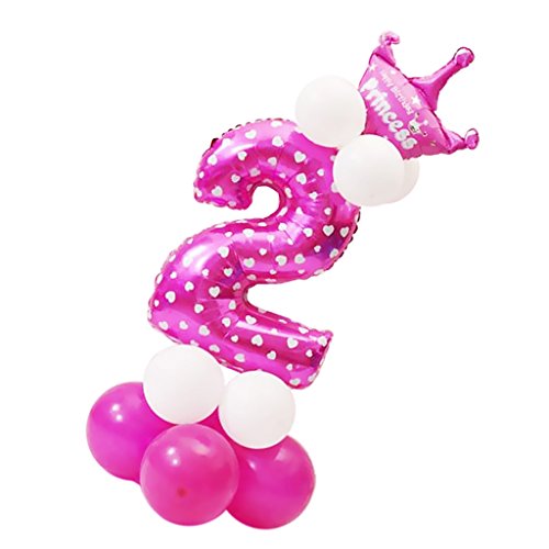 MagiDeal Zahlenballon mit Zahl 0-9 Latexballon Riesenzahl Luftballon Folienballon Baby Dusche Party Kindergeburtstag Deko, Nummer 2 von MagiDeal