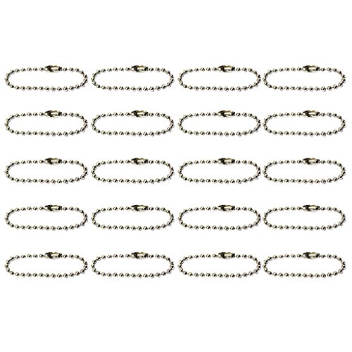Mnixy 20pcs Ball Bead Chains 20 Stück Kugel-Perlenketten Verbindungsverschluss Schlüsselanhänger 2,4 mm x 10 cm, Silber von MagiDeal