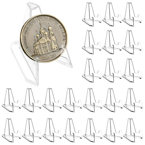 24 Stück Kartenständer, Acryl Klein Münzständer, Karten Ständer Mini, Kunststoff Aufsteller Ständer, Transparenter Mini Staffeleien, Tellerständer für Medaillen, für Münzen,Taschenuhren, Medaillen von MagiSel