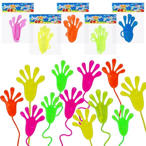Klatschhand Kinder, 36 Stück Bunte Glibberhände, Klebrige Hände Bunte Klatschhände, Klebrige Gummihand, Glibberhand mit Griff für Kindergeburtstag, Geschenk für Jungen Mädchen (Zufällige Farbe) von MagiSel