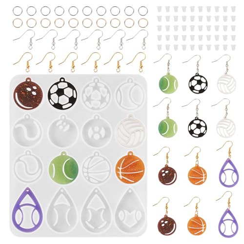 Magibeads 16 Stile Sportball Tropfenform Charms Harz Formen Ohrringherstellung Kit Fußball Tennis Basketball Schmuck Schlüsselanhänger Formen mit Ohrringhaken Rückseite für UV-Epoxidharz Magibeads 16 Stile Sportball Tropfenform Charms Harz Formen Ohrringherstellung Kit Fußball Tennis Basketball Schmuck Schlüsselanhänger Formen mit Ohrringhaken Rückseite für UV-Epoxidharz von Magibeads