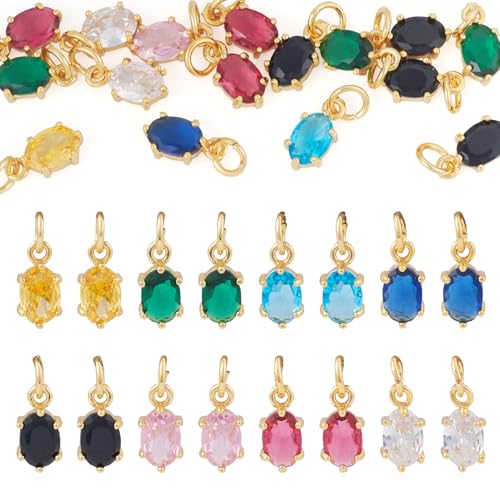 Magibeads 16 Stück ovale Zirkonia-Schlüsselanhänger, 18 Karat vergoldet, winziges Messing, Armband, Reißverschluss, baumelnde Charms mit Biegeringe für Bastelarbeiten, Ohrringe, Schmuckherstellung Magibeads 16 Stück ovale Zirkonia-Schlüsselanhänger, 18 Karat vergoldet, winziges Messing, Armband, Reißverschluss, baumelnde Charms mit Biegeringe für Bastelarbeiten, Ohrringe, Schmuckherstellung von Magibeads