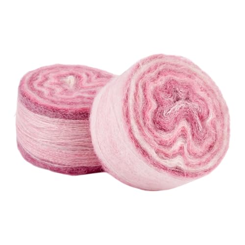 Magibeads 2 Rollen Mohair-Wolle, weich zum Häkeln, Stricken, handwaschbar, langes Wollgarn, DIY, Schal, Häkelgarn für Kleidung, Hüte, Pullover, Schal, Bastelprojekte (Rosa) von Magibeads