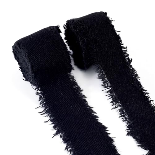 Magibeads 4 Yards Polycotton Fransen Raw Edged Denim Ribbon 2.5 cm Winter Crafts Making Material Garment Accessories for DIY Christmas Necklace Bracelet Decorations Gift Wrap Package Black Magibeads 4 Yards Polycotton Fransen Raw Edged Denim Ribbon 2.5 cm Winter Crafts Making Material Garment Accessories for DIY Christmas Necklace Bracelet Decorations Gift Wrap Package Black von Magibeads
