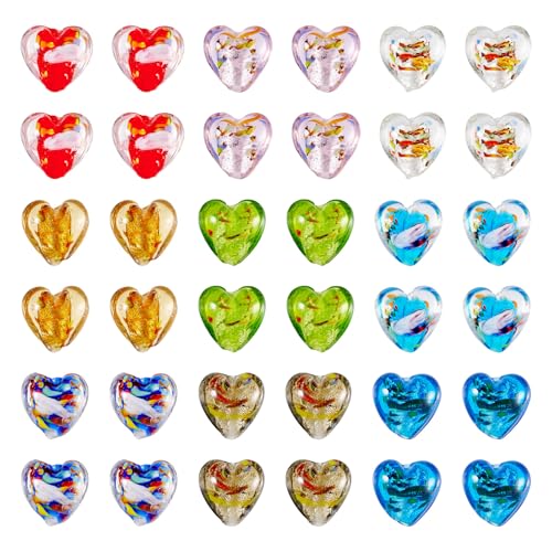 Magibeads 45 Stück handgefertigte Glasperlen in Herzform, Silberfolie, Glaskristall, Liebesperlen, Vintage-Stil, Mini-Millefiori-Abstandshalter für Valentinstag, DIY, Ohrringe, Armband, Halskette, Magibeads 45 Stück handgefertigte Glasperlen in Herzform, Silberfolie, Glaskristall, Liebesperlen, Vintage-Stil, Mini-Millefiori-Abstandshalter für Valentinstag, DIY, Ohrringe, Armband, Halskette, von Magibeads