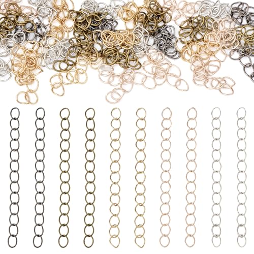 Magibeads 500 Stück Eisen-Halskettenverlängerung, Metallic-Farben, gedrehte Endketten, Kreuzgliederverbinder, Kettenverlängerung, Schmuckverlängerung für Armband, Schlüsselanhänger, Basteln, Magibeads 500 Stück Eisen-Halskettenverlängerung, Metallic-Farben, gedrehte Endketten, Kreuzgliederverbinder, Kettenverlängerung, Schmuckverlängerung für Armband, Schlüsselanhänger, Basteln, von Magibeads