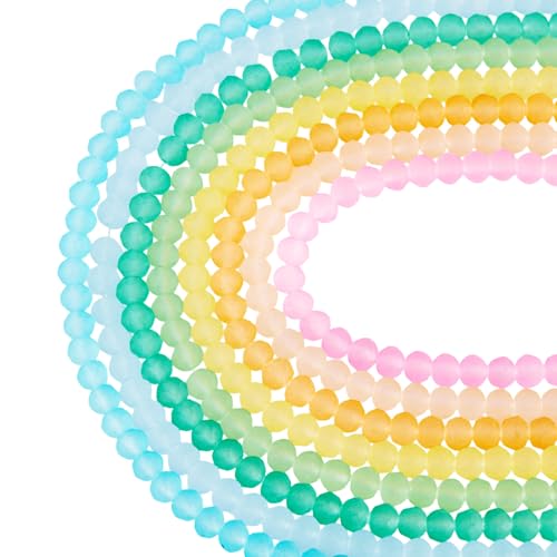 Magibeads 680 Stück Milchglasperlen, 6–6,5 mm, kleine, runde Kandi-Süßigkeiten-Perlen, matt, lose Perlen-Abstandshalter für Bastelarbeiten, Halsketten, Armbänder, Schmuckherstellung von Magibeads