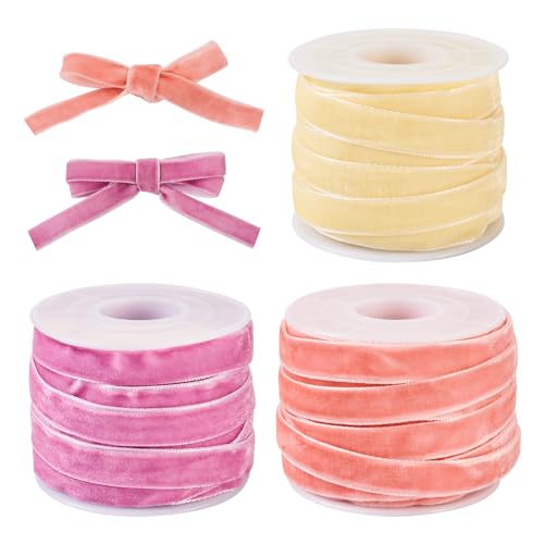 Magibeads 9,1 m x 3 Rolle pastellfarbenes Samtband, 0,9 cm, einseitig, rosa Blumenbänder, rosa, gelb, dünnes Band-Set für Bastelarbeiten, Hochzeitssträuße, Kranz, Geschenke, Verpackung, Haarschleife Magibeads 9,1 m x 3 Rolle pastellfarbenes Samtband, 0,9 cm, einseitig, rosa Blumenbänder, rosa, gelb, dünnes Band-Set für Bastelarbeiten, Hochzeitssträuße, Kranz, Geschenke, Verpackung, Haarschleife von Magibeads