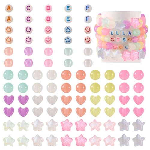 Magibeads Acrylperlen, Buchstaben, Pastell-Stern, rund, Abstandshalter für Bastelarbeiten, Stifte, Freundschaftsarmband, Schmuckherstellung, 700 Stück von Magibeads