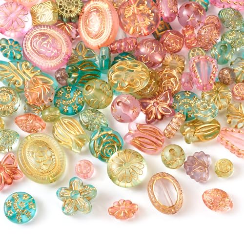 Magibeads Acrylperlen in verschiedenen Farben, zufällige Farbauswahl, Schmetterling, Blume, Herz, flach, rund, lose Abstandshalter, Perlen für Bastelarbeiten, für Damen, Mädchen, Armbänder, Ohrringe Magibeads Acrylperlen in verschiedenen Farben, zufällige Farbauswahl, Schmetterling, Blume, Herz, flach, rund, lose Abstandshalter, Perlen für Bastelarbeiten, für Damen, Mädchen, Armbänder, Ohrringe von Magibeads