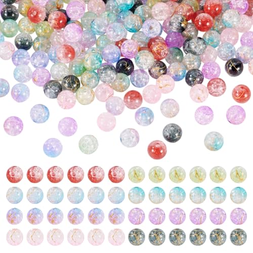 Magibeads Craquelé-Acrylperlen, 10 mm, Pastellfarben, Farbverlauf, klein, rund, Kandi-Perlen-Set für Bastelarbeiten, Armbänder, Handy, Schlüsselanhänger, Laternen, Schmuckherstellung, 200 Stück von Magibeads