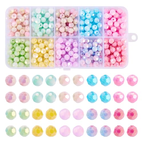 Magibeads Facettierte runde Kandi-Glasperlen, 6 mm, pastellfarben, kristallfarben, ästhetische Pony-Perlen zum Basteln, Basteln, Freundschaftsarmbänder, Ohrringe, Schmuckherstellung, 400 Stück von Magibeads