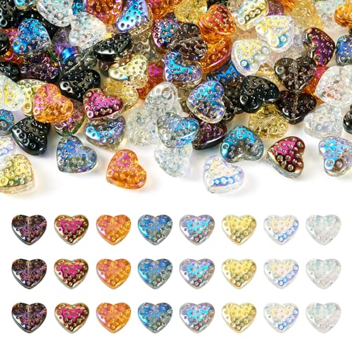 Magibeads Glasperlen in Herzform, schillernd, AB-Farbe, niedliche Pony-Perlen für Muttertag, Basteln, Schmuckherstellung, Windspiel, Sonnenfänger, 120 Stück Magibeads Glasperlen in Herzform, schillernd, AB-Farbe, niedliche Pony-Perlen für Muttertag, Basteln, Schmuckherstellung, Windspiel, Sonnenfänger, 120 Stück von Magibeads