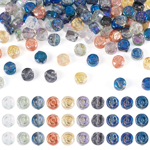 Magibeads Glasrosen-Perlen, 6 x 4 mm, metallische Farbe, transparent, florale Form, Pony-Perlen, AB-Farbe, Kandi-Perlen, Abstandshalter für Bastelarbeiten, Windspiele, Schmuckherstellung, 100 Stück Magibeads Glasrosen-Perlen, 6 x 4 mm, metallische Farbe, transparent, florale Form, Pony-Perlen, AB-Farbe, Kandi-Perlen, Abstandshalter für Bastelarbeiten, Windspiele, Schmuckherstellung, 100 Stück von Magibeads
