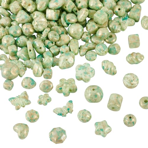 Magibeads Kandi-Perlen aus Acryl, Vintage-Stil, Schmetterling, Stern, Blatt, Blume, Tropfenform, würfelförmige Armbänder, Abstandshalter für Damen, Basteln, Handyband, Schmuckherstellung, Hellgrün von Magibeads