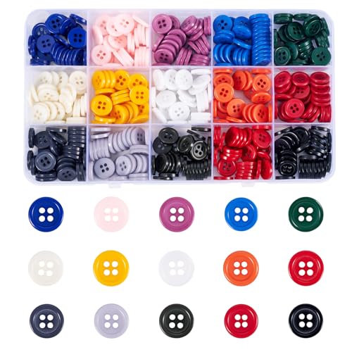 Magibeads Kunstharzknöpfe zum Nähen, Basteln, 1,1 - 1,2 cm, verschiedene Farben, flach, rund, dekorativ, manuell, klein, flach, rund, für Kleidung, Röcke, Mantel, 4 Löcher, 15 Farben, 450 Stück Magibeads Kunstharzknöpfe zum Nähen, Basteln, 1,1 - 1,2 cm, verschiedene Farben, flach, rund, dekorativ, manuell, klein, flach, rund, für Kleidung, Röcke, Mantel, 4 Löcher, 15 Farben, 450 Stück von Magibeads