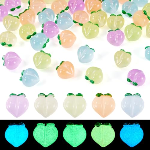Magibeads Pfirsich-Cabochons mit flacher Rückseite, ohne Loch, leuchtende Kandi-Perlen, künstliche Früchte, Pfirsich-Dekoration, für Bastelarbeiten, Handyhüllen, Dekoration, Haarnadeln von Magibeads