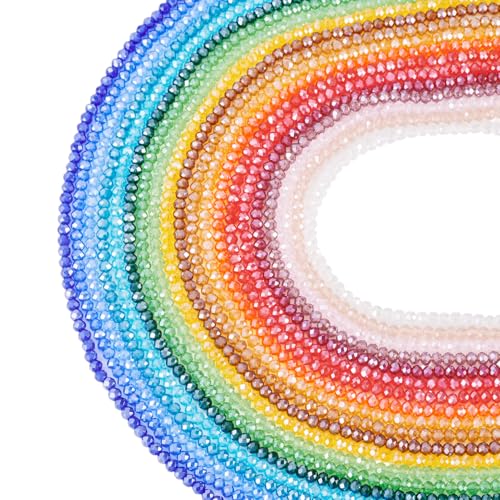 Magibeads Rondelle-Glasperlen, facettierte Kristallperlen, schillernde, kleine Rocailles, Regenbogen-Pony-Perlen, bunte Kandi-Perlen für Bastelarbeiten, Armbänder, Schmuckherstellung, Zubehör, 3,5–3,8 Magibeads Rondelle-Glasperlen, facettierte Kristallperlen, schillernde, kleine Rocailles, Regenbogen-Pony-Perlen, bunte Kandi-Perlen für Bastelarbeiten, Armbänder, Schmuckherstellung, Zubehör, 3,5–3,8 von Magibeads