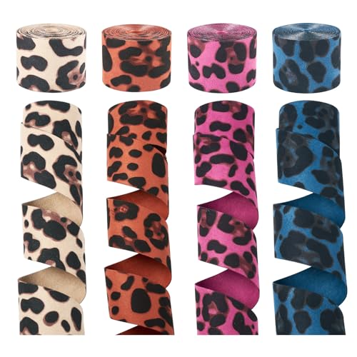 Magibeads Samtbänder mit Leopardenmuster, 4,8 cm, Wildtierdruck, einzelnes Gesicht, 4 Farben, Samt-Bänder, zum Verpacken von Verpackungen, Schleifen, Haarspangen, Zubehör, Heimdekoration, von Magibeads