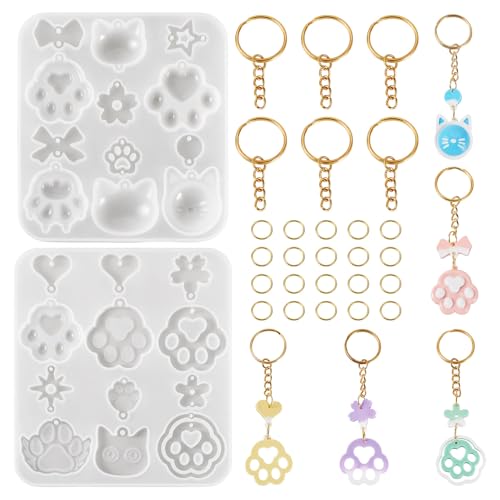 Magibeads Silikonformen mit Pfotenabdruck-Motiv, niedliches Tier, Hund, Schleife, Herz, Blume, Charms, Harzform, Haustier, Kätzchen, Kunstharz, Gießformen für Bastelarbeiten, DIY, UV-Epoxidharz Magibeads Silikonformen mit Pfotenabdruck-Motiv, niedliches Tier, Hund, Schleife, Herz, Blume, Charms, Harzform, Haustier, Kätzchen, Kunstharz, Gießformen für Bastelarbeiten, DIY, UV-Epoxidharz von Magibeads