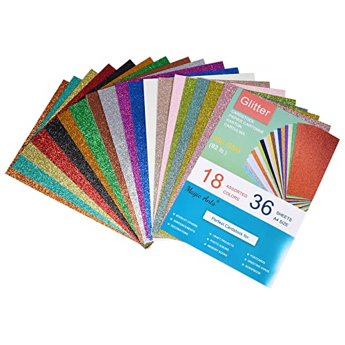 Magic Ants Farbiges Kartonpapier, dickes Premium-Papier zum Basteln, A4-Karton für DIY-Projekte, buntes Papier für die Kartenherstellung, 250 g/m² (36 Blatt 18 Farben) von Magic Ants