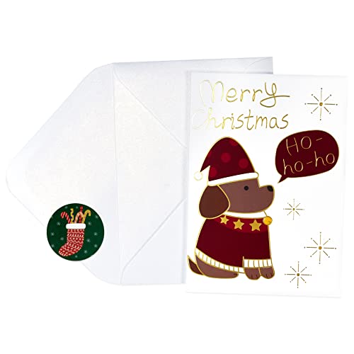 Magic Ants Weihnachtskarten mit Umschlägen (1er Set) - Klappkarten mit weihnachtlichen Motiven für die schönsten Weihnachtsgrüße - Frohe Weihnachten 12x17cm (Weihnachtshund 1 Packung) von Magic Ants