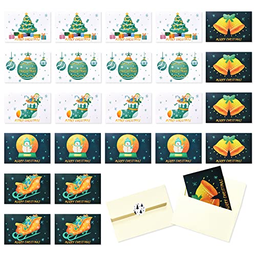 Magic Ants Weihnachtskarten mit Umschlägen (24er Set) - Klappkarten mit weihnachtlichen Motiven für die schönsten Weihnachtsgrüße - Frohe Weihnachten 10x15cm (Aquarell - 6 Entwürfe) von Magic Ants