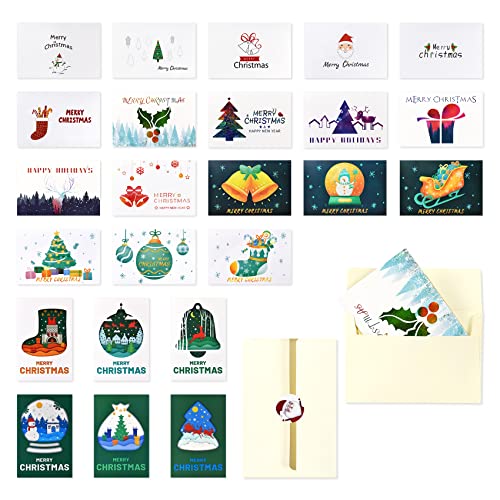 Magic Ants Weihnachtskarten mit Umschlägen (24er Set) - Klappkarten mit weihnachtlichen Motiven für die schönsten Weihnachtsgrüße - Frohe Weihnachten 10x15cm (Romantisch - 24 Entwürfe) von Magic Ants