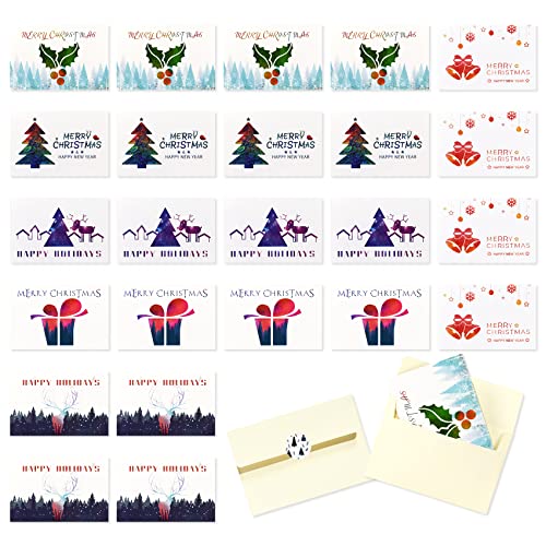 Magic Ants Weihnachtskarten mit Umschlägen (24er Set) - Klappkarten mit weihnachtlichen Motiven für die schönsten Weihnachtsgrüße - Frohe Weihnachten 10x15cm (Sternenfarbe - 6 Entwürfe) von Magic Ants