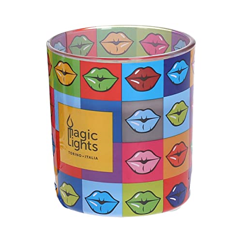 Magic Lights - Pop Art Glaskerze ø7,5cm h8,4cm Lippen magische Lichter - EDM 84054 von Magic Lights