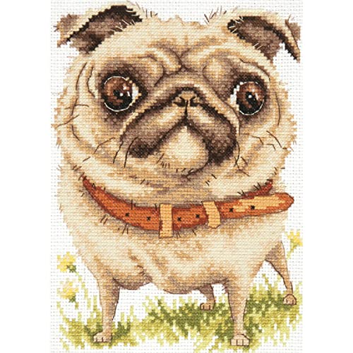 Magic Needle 16-17 ZW Mops Kreuzstichset mit Zählmuster Zweigart Edition, Baumwolle, multifarbig, 16x20cm von Magic Needle