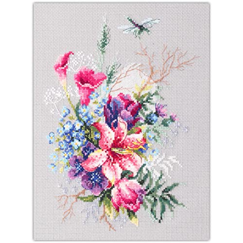 Magic Needle 210-302 ZW Tulpis und Lilie Kreuzstichset mit Zählmuster Zweigart Edition, Baumwolle, Weiss, 18x26cm Magic Needle 210-302 ZW Tulpis und Lilie Kreuzstichset mit Zählmuster Zweigart Edition, Baumwolle, Weiss, 18x26cm von Magic Needle