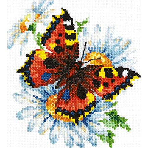 Magic Needle 42-11 ZW Schmetterling und Gänseblümchen Kreuzstichset mit Zählmuster Zweigart Edition, Baumwolle, multifarbig, 17x18cm von Magic Needle