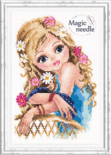 Magic Needle 80-10 schönste Mädchen, Kreuzstichset mit Zählmuster, Baumwolle, mehrfarbig, 13 x 20 cm von Magic Needle
