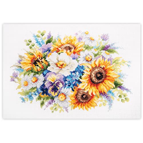 Magic Needle Zweigart Edition Kreuzstich Set Blumenstrauß mit Sonnenblumen, Zählmuster, 26x19cm von Magic Needle