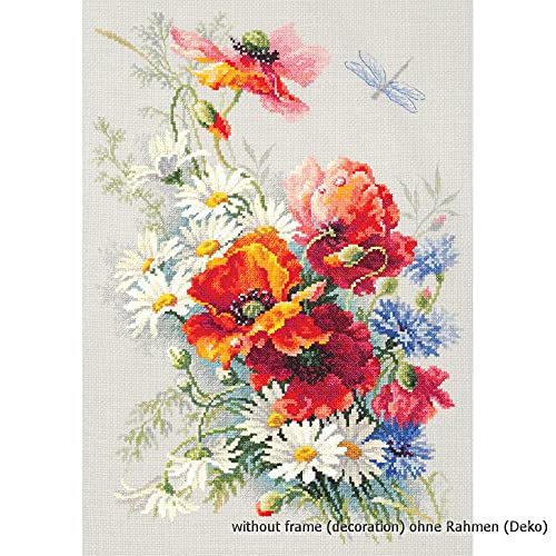 Magic Needle Zweigart Edition Kreuzstichset Mohn und Gänseblümchen, Zählmuster, 28x39cm von Magic Needle