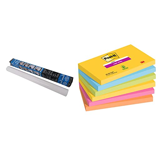 Magic Whiteboard & Post-it Super Sticky Notes Carnival Collection, Packung mit 6 Blöcken, 90 Blatt pro Block, 76 mm x 127 mm, Gelb, Blau, Grün, Pink von Magic Whiteboard