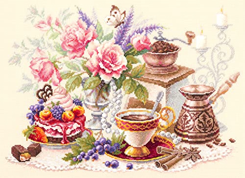 Magic Needle 120-203 ZW Eine Tasse Kaffee Kreuzstichset mit Zählmuster Zweigart Edition, Baumwolle, multifarbig, 40x28cm Magic Needle 120-203 ZW Eine Tasse Kaffee Kreuzstichset mit Zählmuster Zweigart Edition, Baumwolle, multifarbig, 40x28cm von Magic Needle