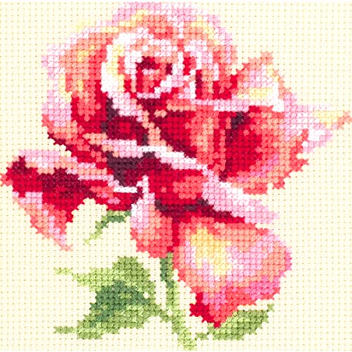 Magic Needle 150-001 ZW Schöne Rose Kreuzstichset mit Zählmuster Zweigart Edition, Baumwolle, multifarbig, 11x11cm von Magic Needle