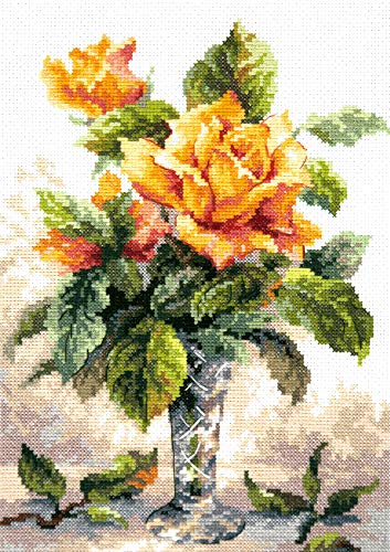 Magic Needle 40-79 ZW Gelde Rosen Kreuzstichset mit Zählmuster Zweigart Edition, Baumwolle, multifarbig, 20x27cm Magic Needle 40-79 ZW Gelde Rosen Kreuzstichset mit Zählmuster Zweigart Edition, Baumwolle, multifarbig, 20x27cm von Magic Needle