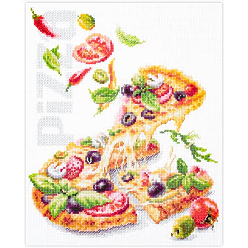 Magic Needle 528-557 ZW Pizza Kreuzstichset mit Zählmuster Zweigart Edition, Baumwolle, multifarbig, 23x27cm von Magic Needle