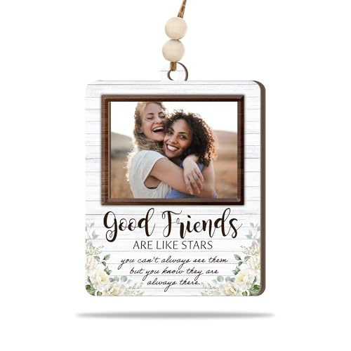 Good Friends Holz-Foto-Ornament - Rustikaler Bauernhaus-Bilderrahmen mit Freundschaftszitat, "Friends are Like Stars", sentimentales Geschenk für beste Freundin, Weihnachtsbaum-Andenken von MagicArtCanvas