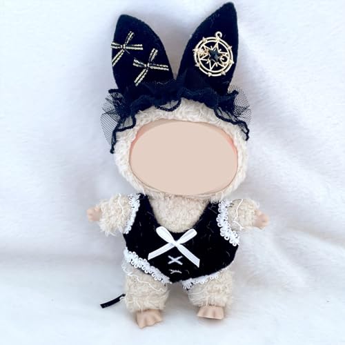 17 cm große Puppe, schwarze Kleidung, exquisite Spitzenpuppe, sexy Outfit, Kleidung und Hasenohren Stirnband von Magicaldiy