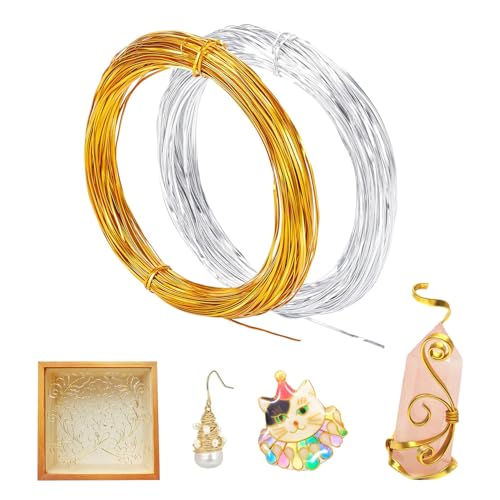 Flacher Aluminiumdraht, goldener und silberner Draht für DIY filigrane Cloisonne-Emaille-Malerei, aJewelryuage, 2 Rollen, 2 Rollen von Magicaldiy