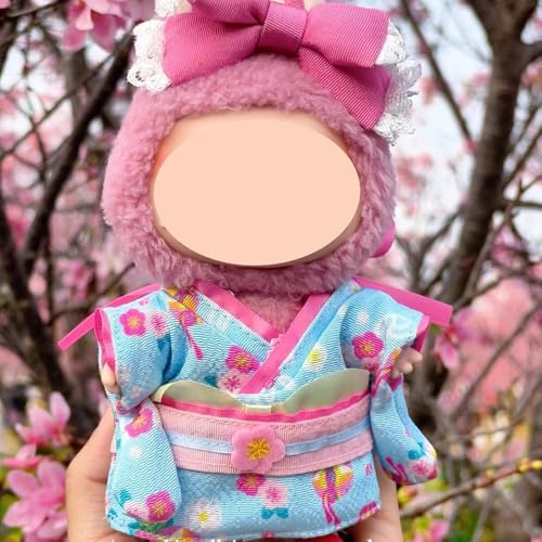 Kirschblüten-Kimono-Kleidung mit rosa Schleife, Haar-Accessoire, geeignet für 17 cm große Puppen, rosa-blaues Outfit, Puppenkleidung, Ersatz Kirschblüten-Kimono-Kleidung mit rosa Schleife, Haar-Accessoire, geeignet für 17 cm große Puppen, rosa-blaues Outfit, Puppenkleidung, Ersatz von Magicaldiy