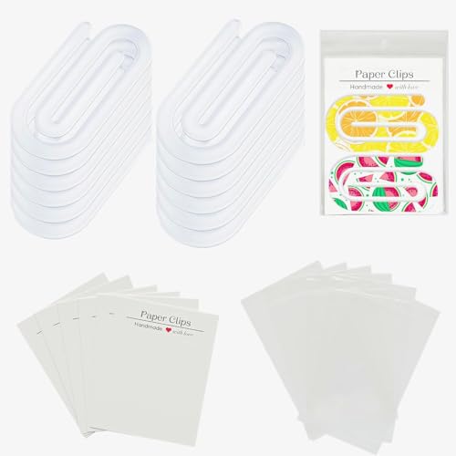 24 x Sublimations-Büroklammern, blanko, riesige Acryl-Büroklammern, große Sublimations-Büroklammern, Verpackung mit Display-Kartentaschen, transparente Sublimations-Papierklammern für Wärmeübertragung von Magicalmai